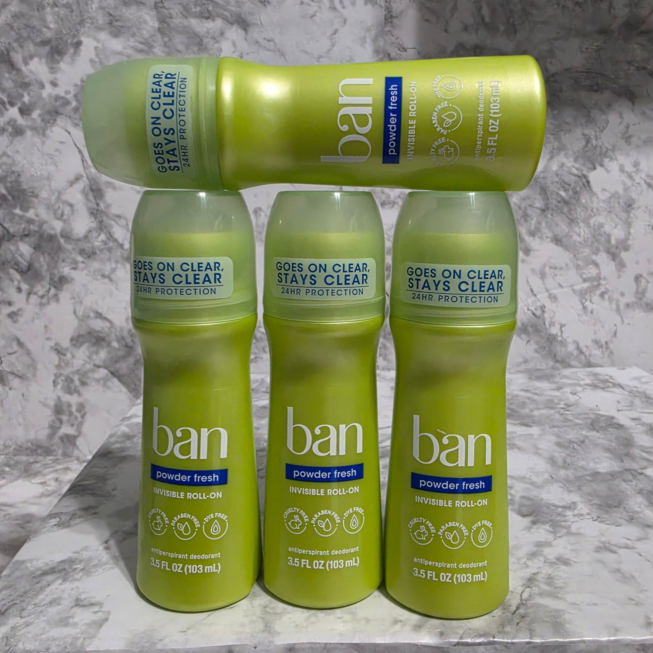 Ban Powder Fresh Invisible Roll-On Antiperspirant 4-Pack - real product photo