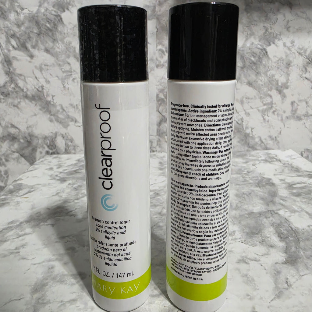 Mary Kay Clear Proof Blemish Control Toner 2-Pack - front and back view of both bottles