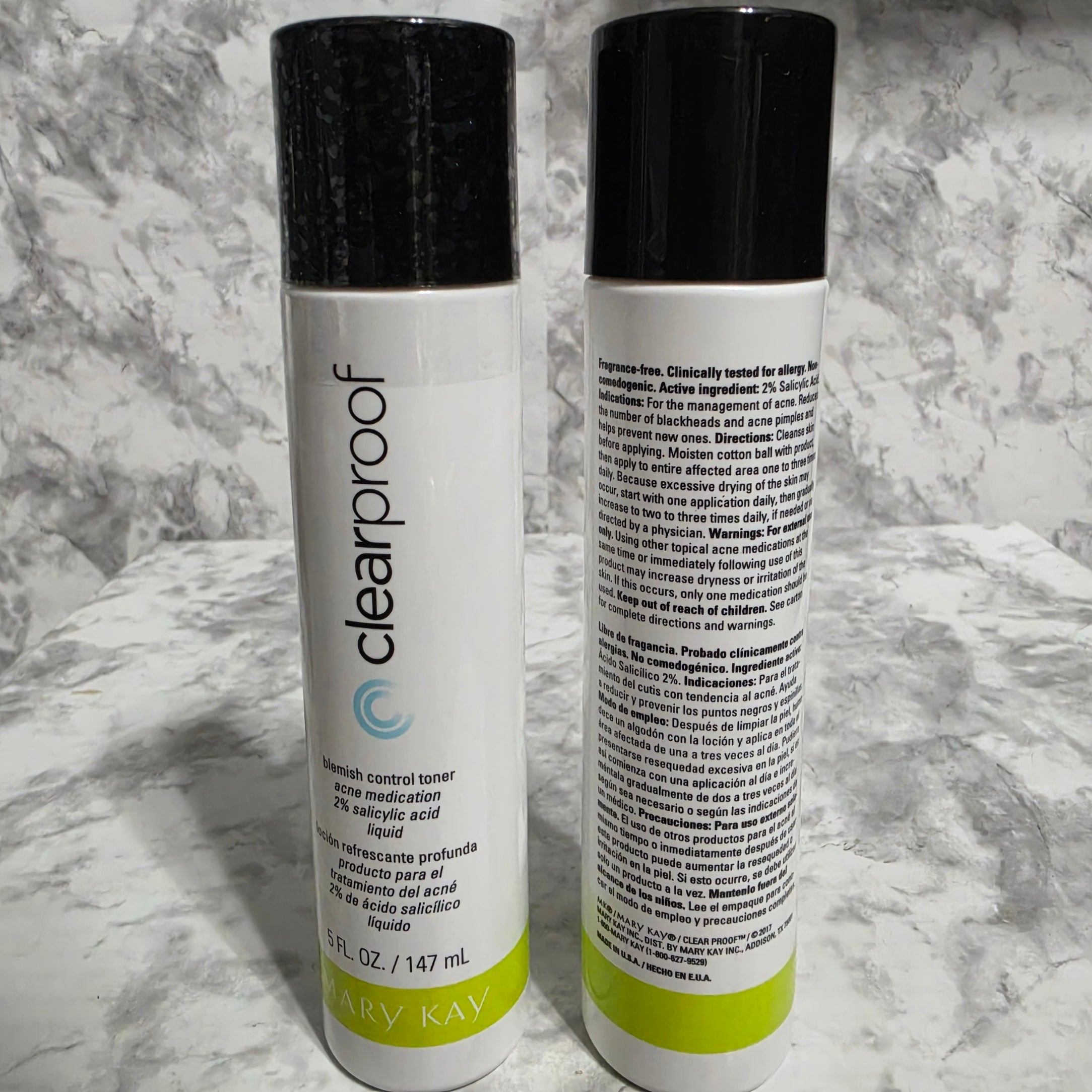 Mary Kay Clear Proof Blemish Control Toner 2-Pack - front and back view of both bottles