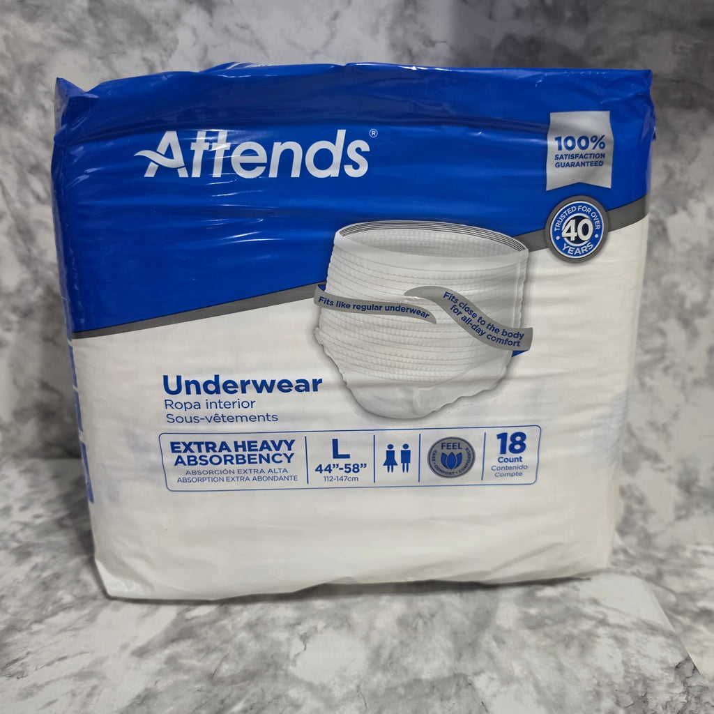 Attends Care Extra Heavy Absorbency Underwear Large 18 Count - sealed original package