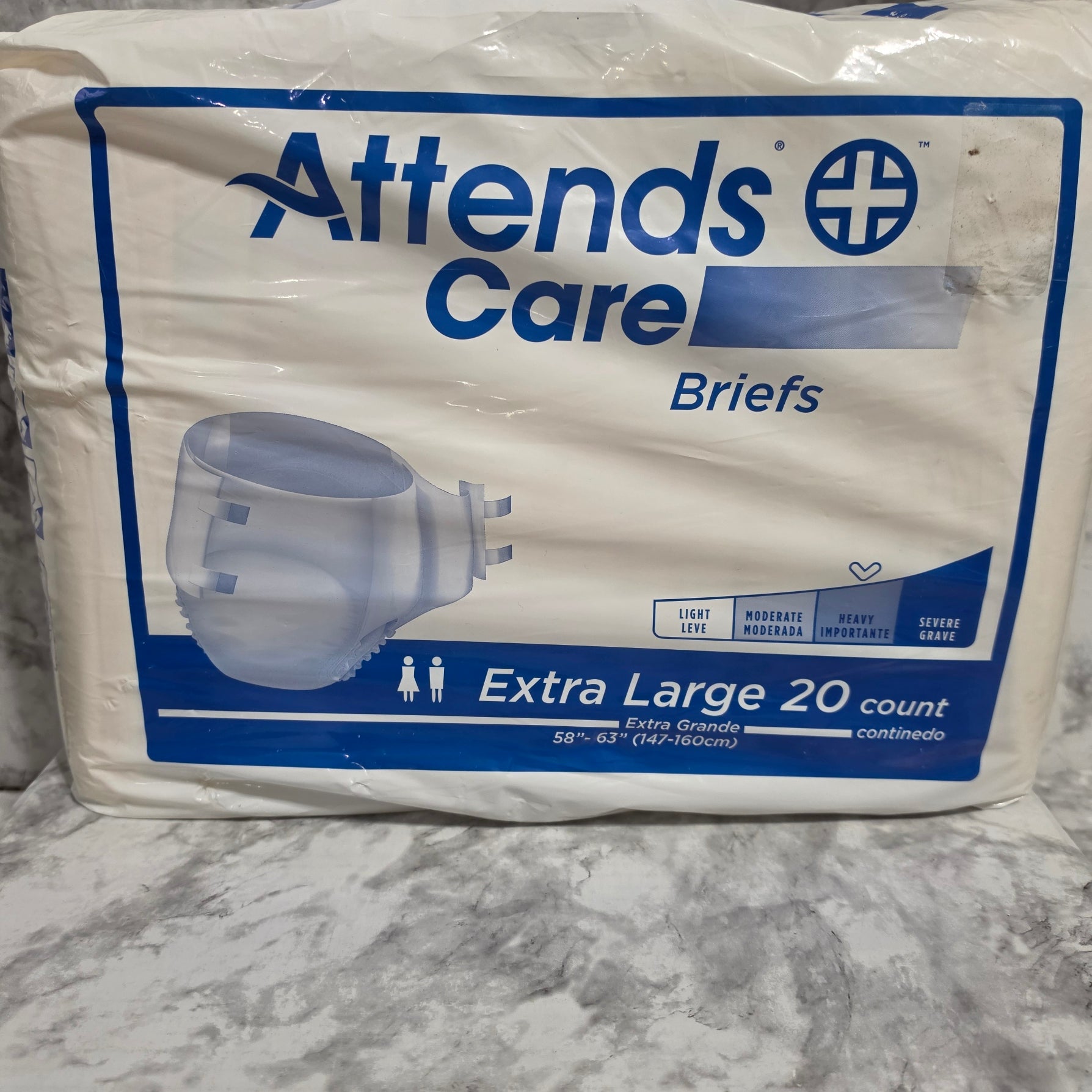 Attends Care Briefs Extra Large 20 Count Heavy Absorbency - sealed original packaging