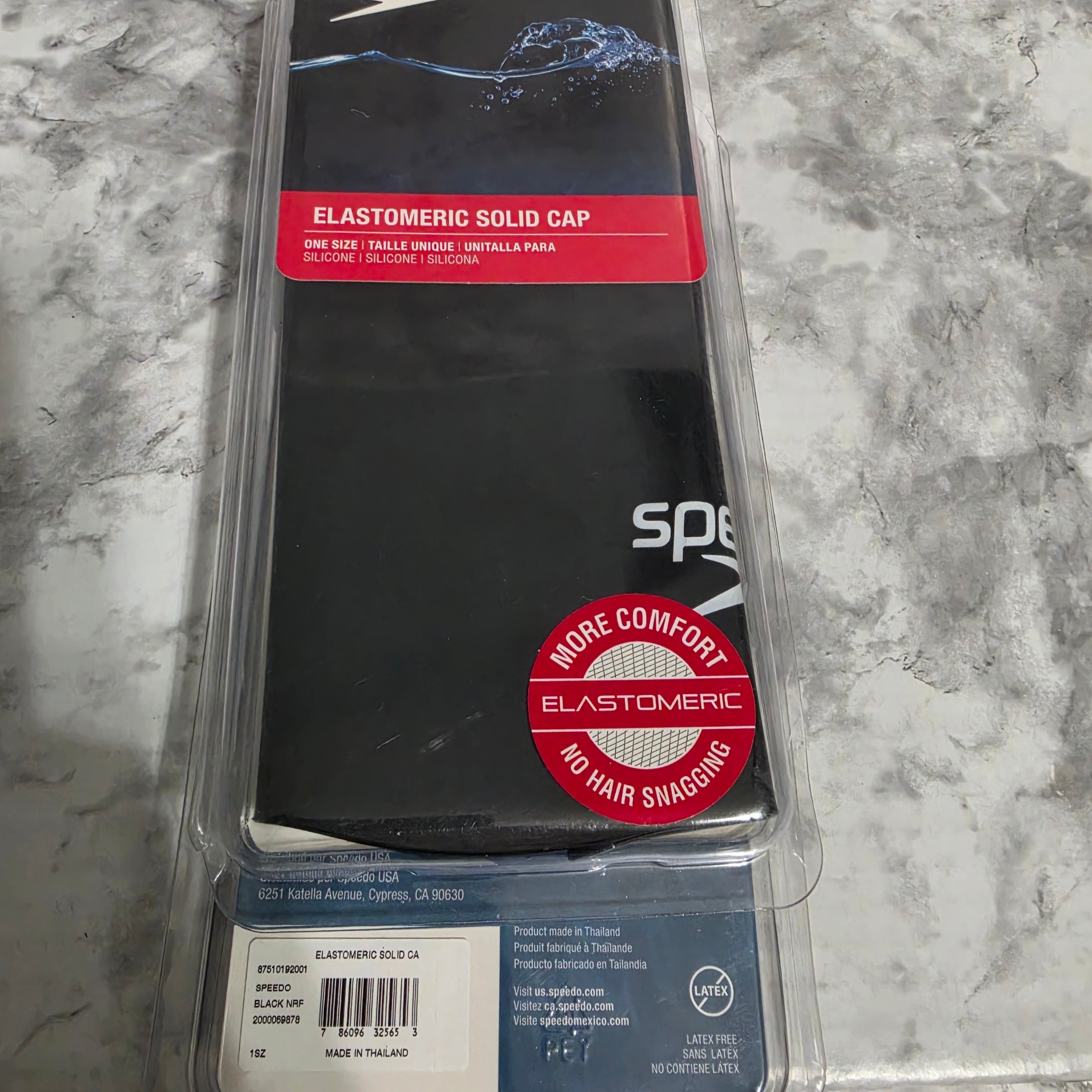 Speedo Elastomeric Solid Silicone Swim Cap Black - new sealed in original clamshell packaging