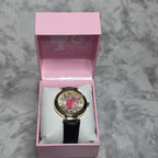 Barbie BAR5021BU crystal silhouette analog wristwatch in official pink gift box with white display pillow