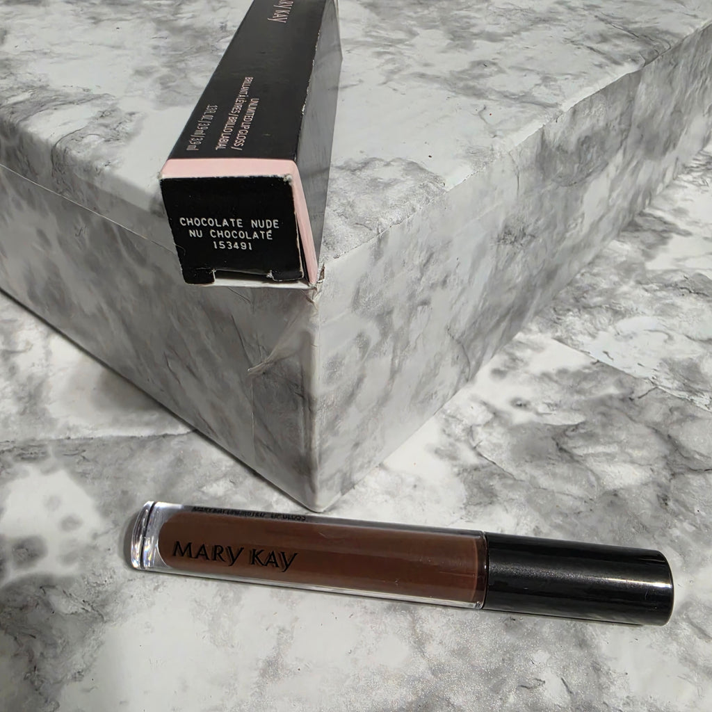 Mary Kay Unlimited Lip Gloss Chocolate Nude shade with retail box - SKU 153491