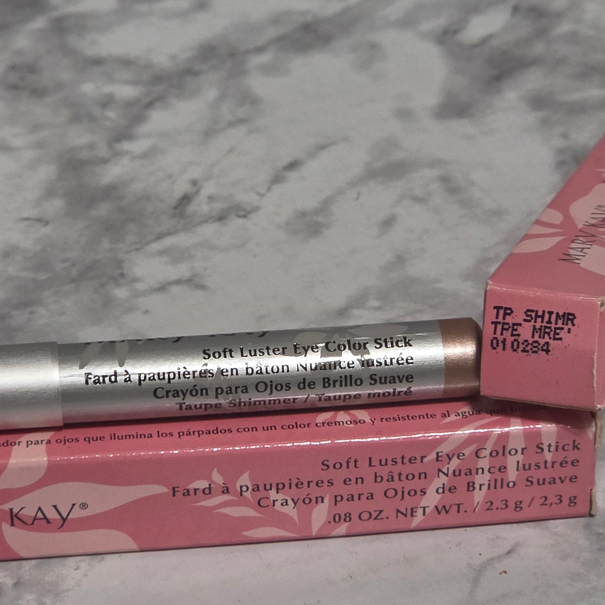 Mary Kay Soft Luster Eye Color Stick Taupe Shimmer 010284 with pink retail box