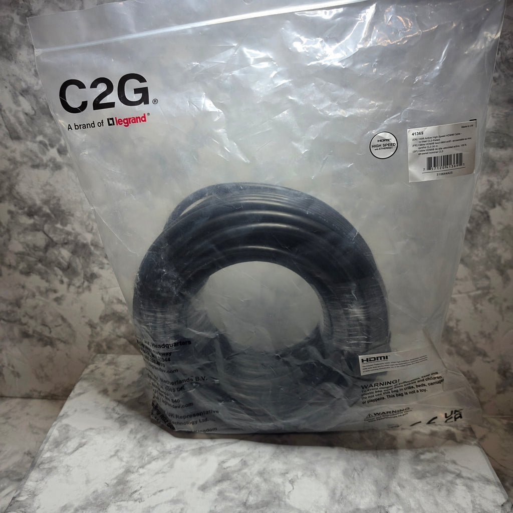 C2G 100ft Active High Speed HDMI Cable In-Wall CL3 Rated 41369 - new in original factory poly bag