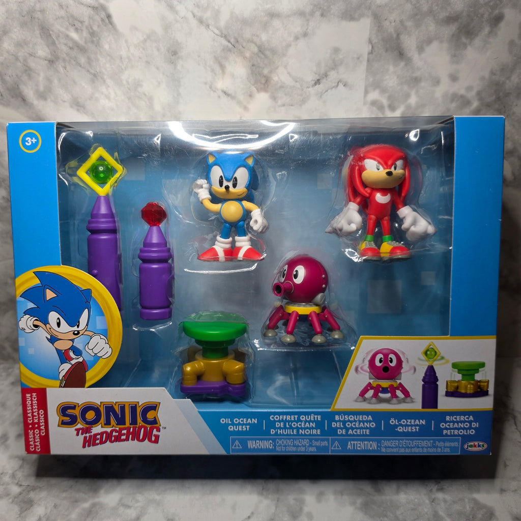 Sonic the Hedgehog Oil Ocean Quest 2.5-Inch Diorama Set by Jakks Pacific - new in box, includes Sonic, Knuckles, Octus figures and accessories