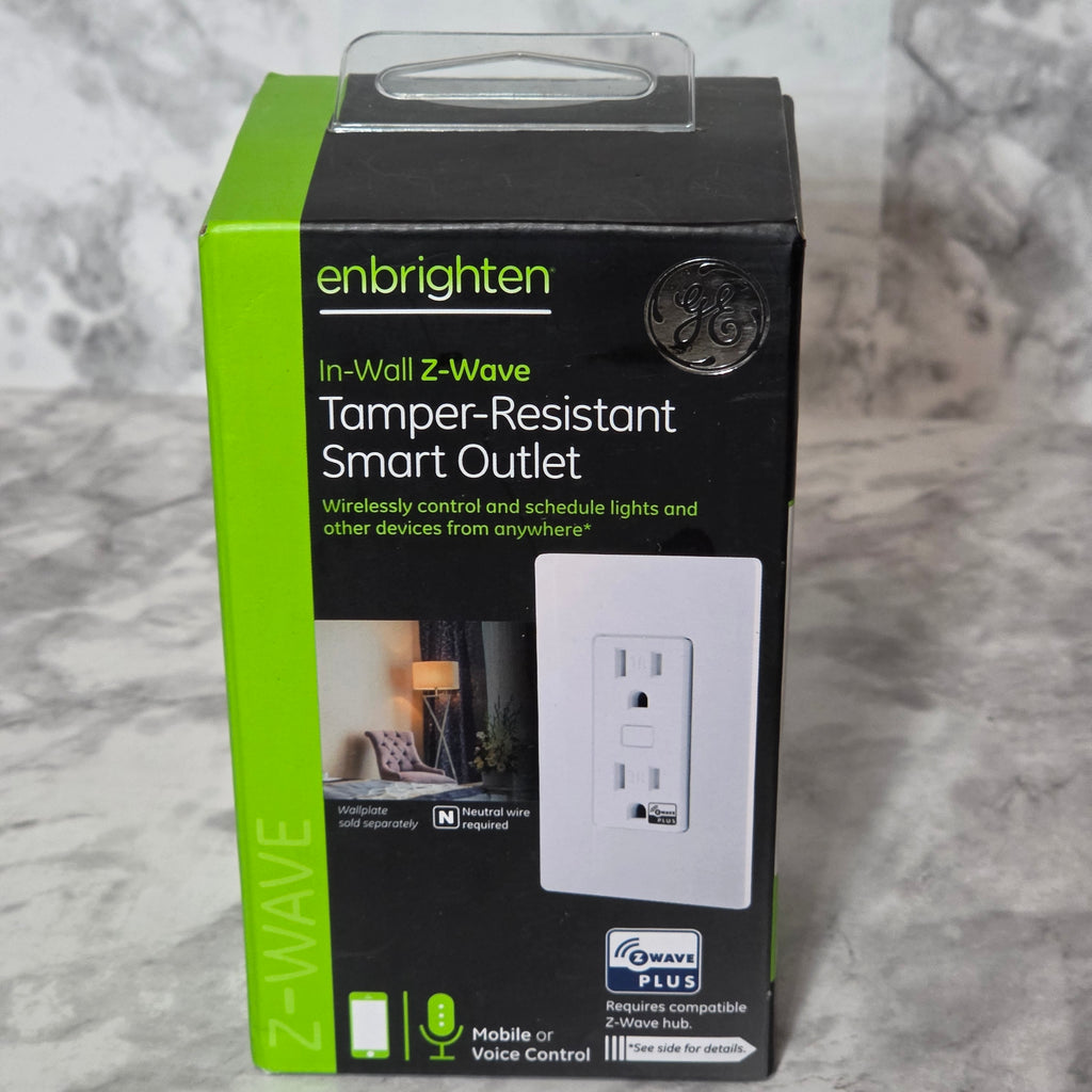 GE Enbrighten In-Wall Z-Wave Plus Tamper-Resistant Smart Outlet Model 14288 - New in Box