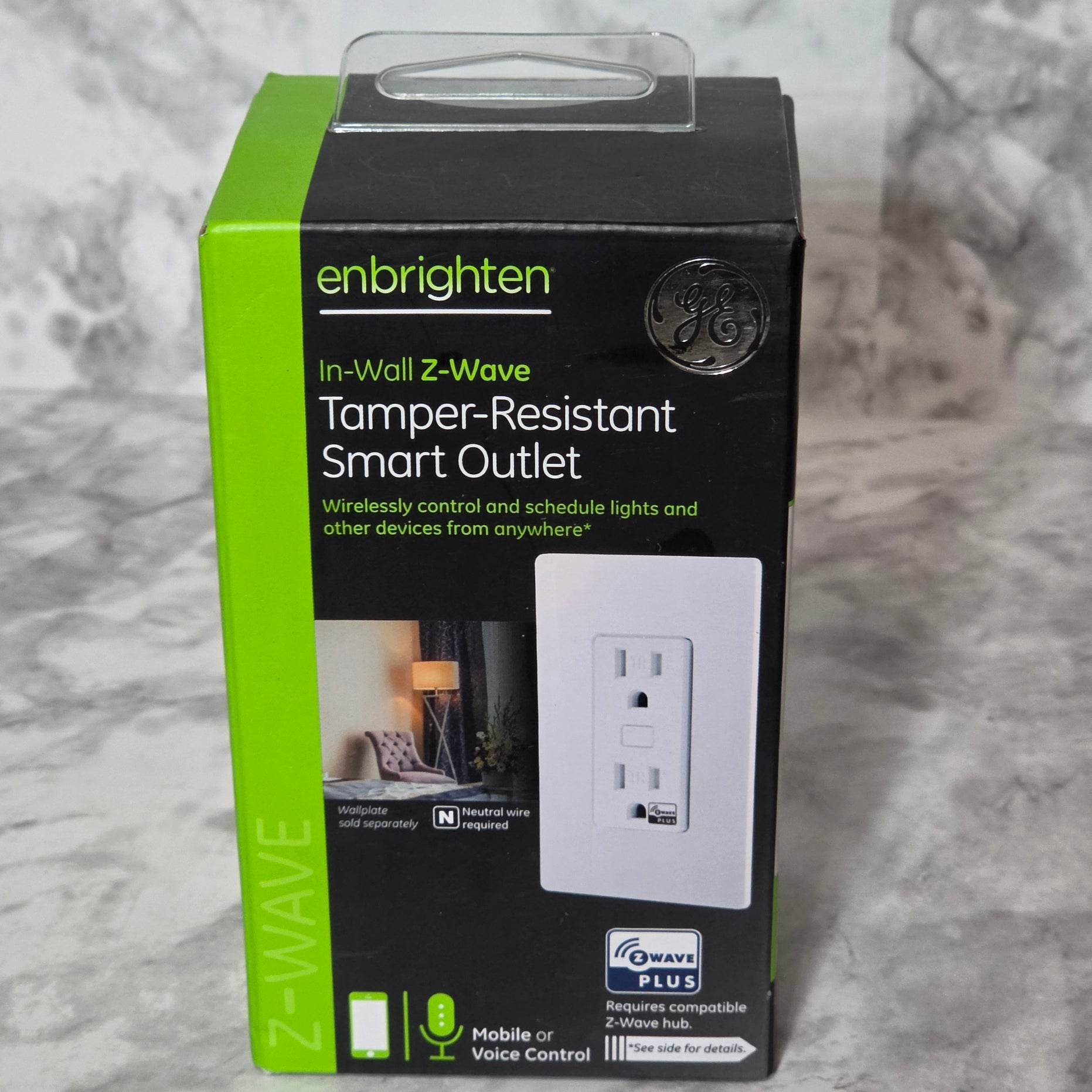 GE Enbrighten In-Wall Z-Wave Plus Tamper-Resistant Smart Outlet Model 14288 - New in Box