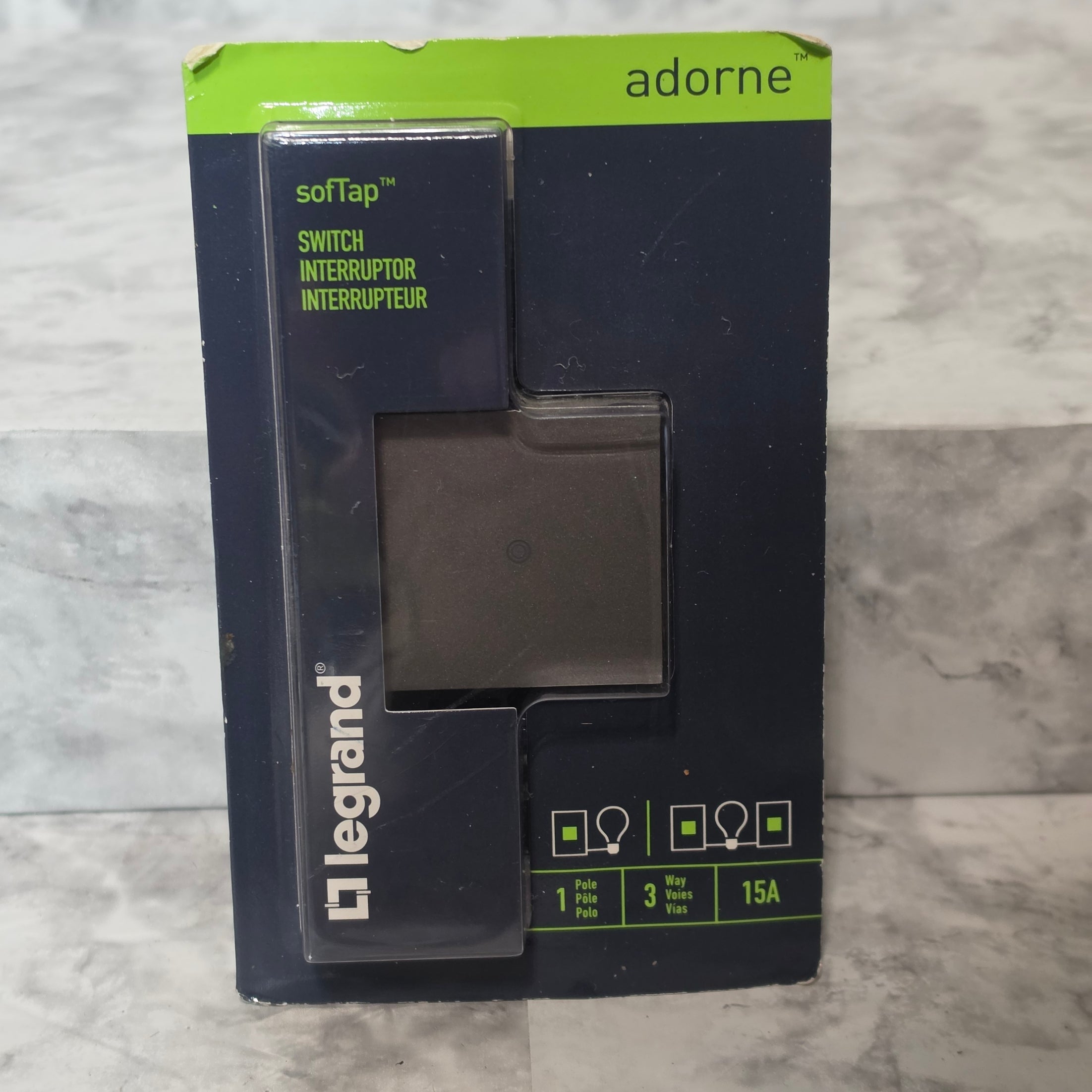 Legrand adorne sofTap Switch ASTP1532M4 Magnesium - New in Box