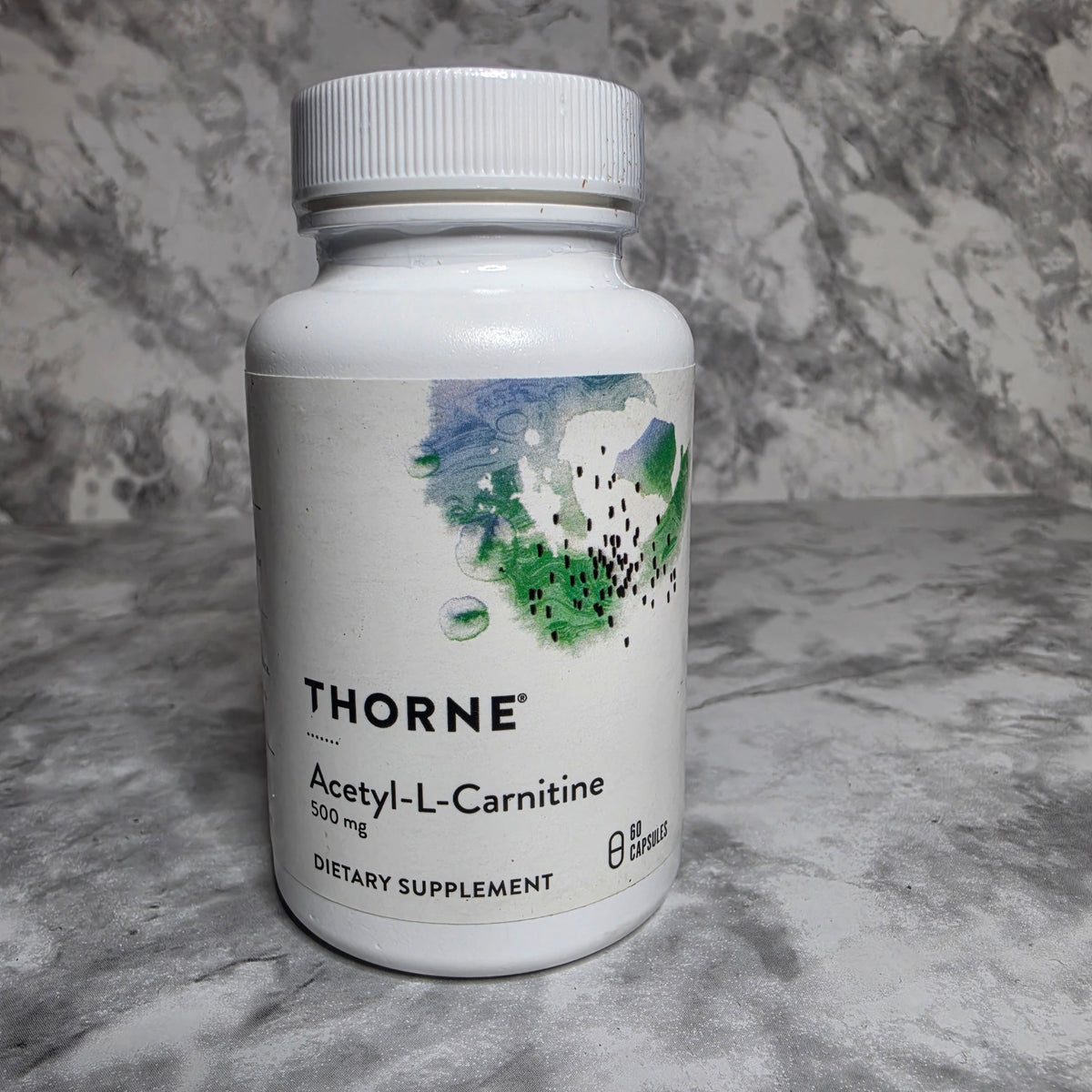Thorne Acetyl-L-Carnitine 500 mg Dietary Supplement - 60 Vegetarian Capsules, New Sealed Bottle