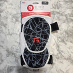 Actual stocked G-Form Elite 2 baseball batter's elbow guard in Black/White Prism, size L/XL, front packaging view