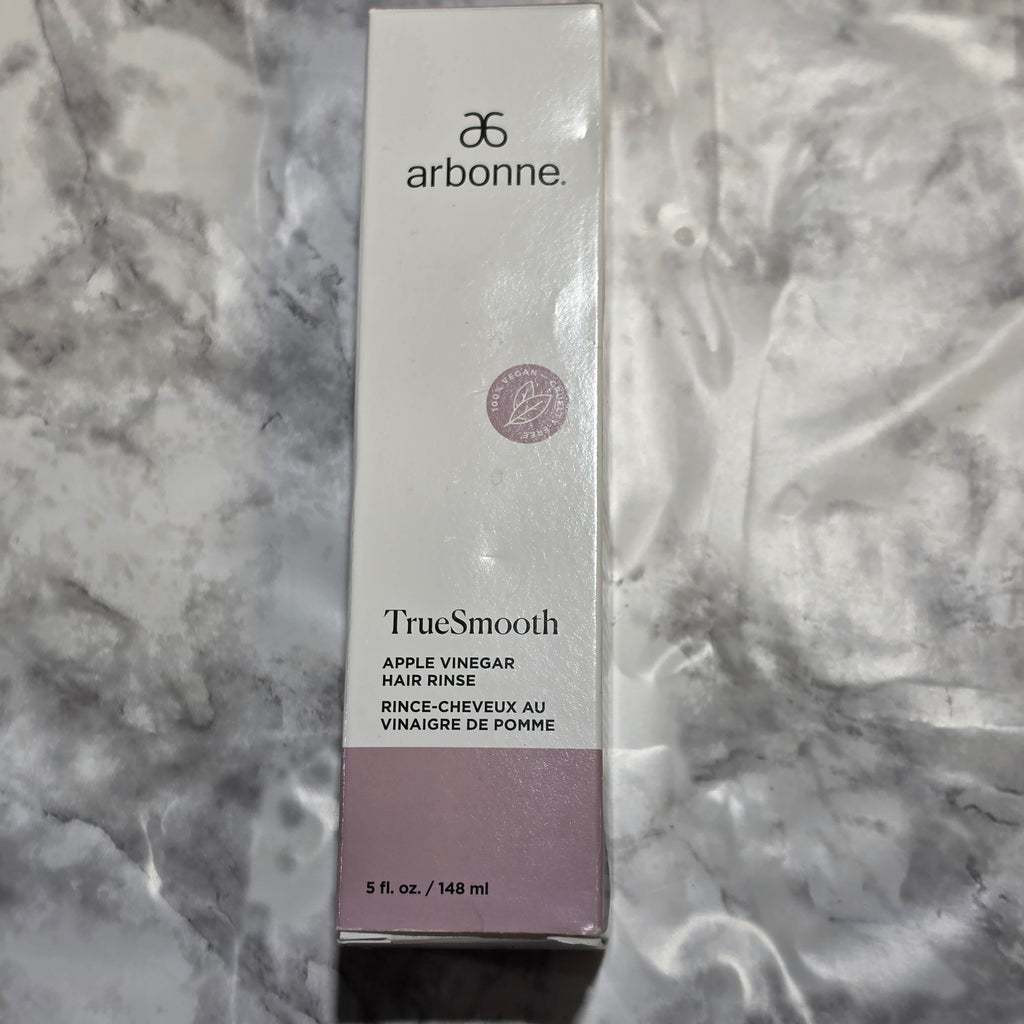 Actual stocked Arbonne TrueSmooth Apple Vinegar Hair Rinse 5 fl oz boxed product photo