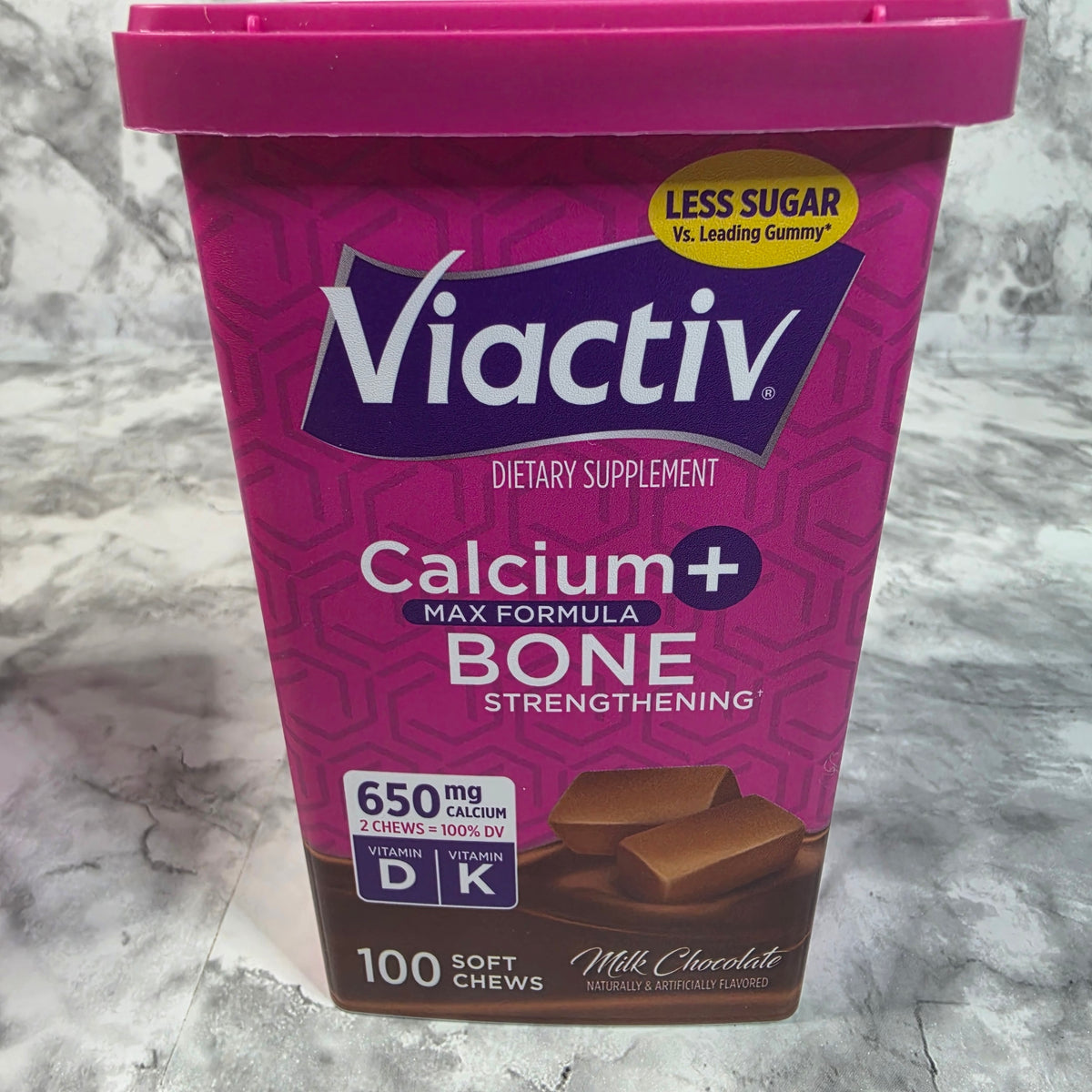 Original Viactiv Calcium+ Milk Chocolate container, 100 soft chews.