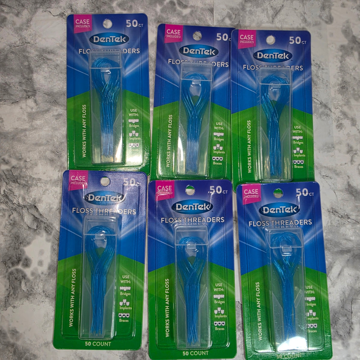 Actual stocked DenTek Floss Threaders 50 count 6-pack with cases