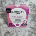 Actual stocked Summer's Eve Simply Sensitive daily gentle cloths 12 count box front