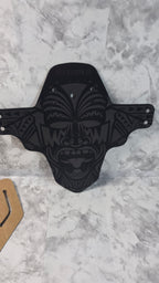 Actual stocked All Mountain Style AMS MudGuard front bike fender in Maori pattern on retail card