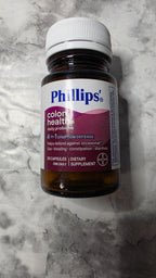 Actual stocked Phillips' Colon Health Daily Probiotic amber glass bottle sealed
