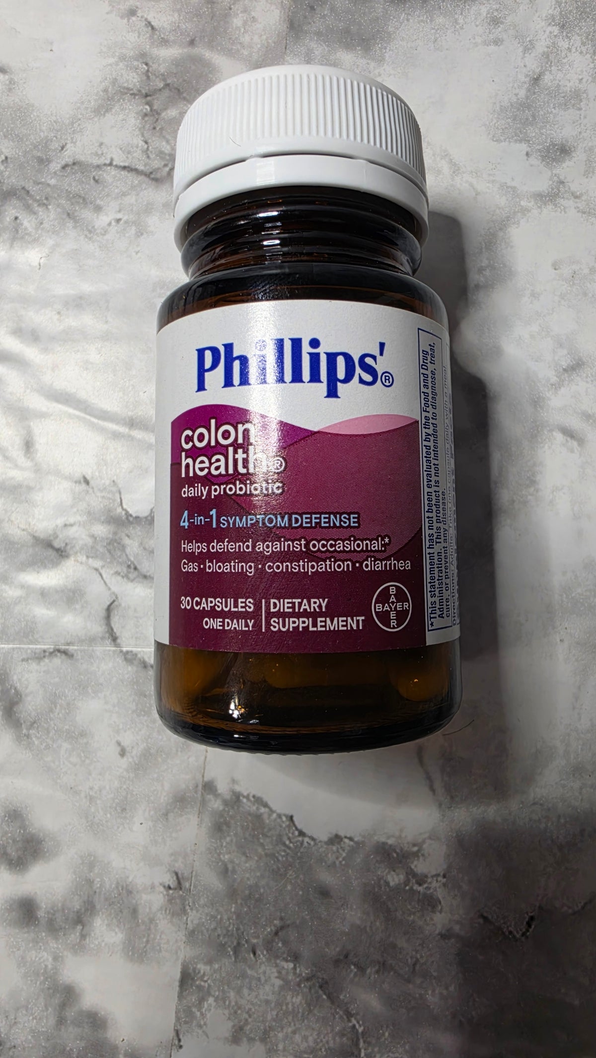 Actual stocked Phillips' Colon Health Daily Probiotic amber glass bottle sealed