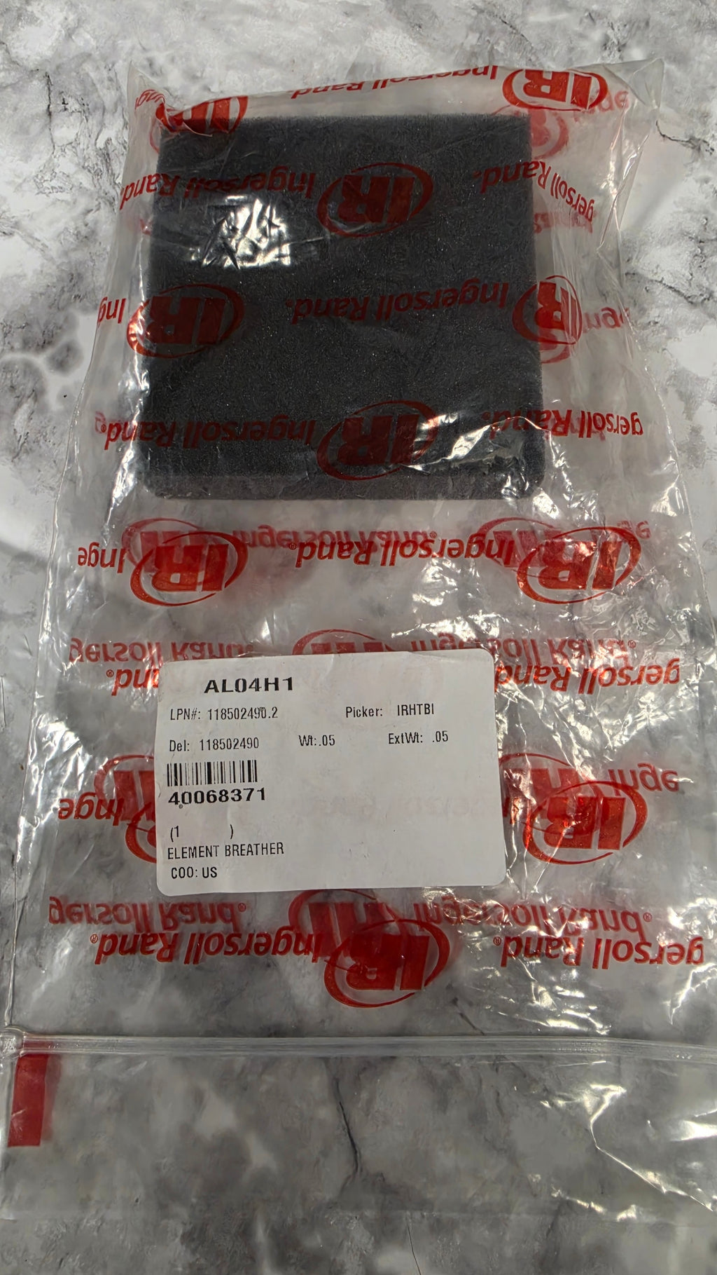 Actual stocked Ingersoll Rand Breather Element 40068371 factory sealed in original logo polybag