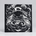 Astronaut engraved ceramic tile, front view