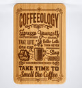 Engraved bamboo cutting board with Coffeeology — Take Time to Smell the Coffee design