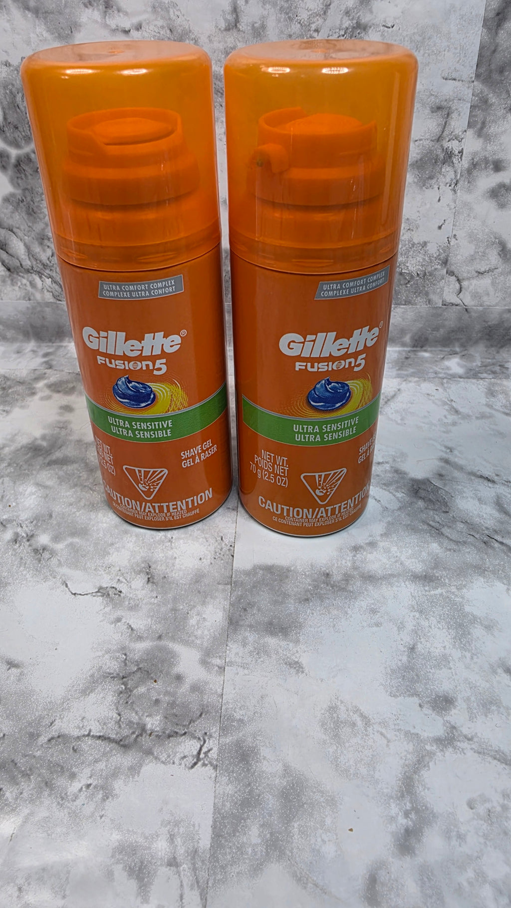 Gillette Fusion5 Ultra Sensitive Shave Gel 2-Pack, 2.5 oz Each, New