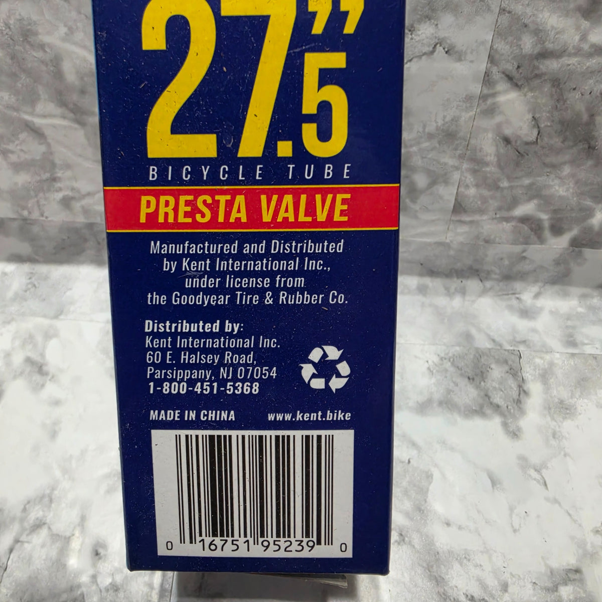 Actual Goodyear tube packaging UPC 016751952390