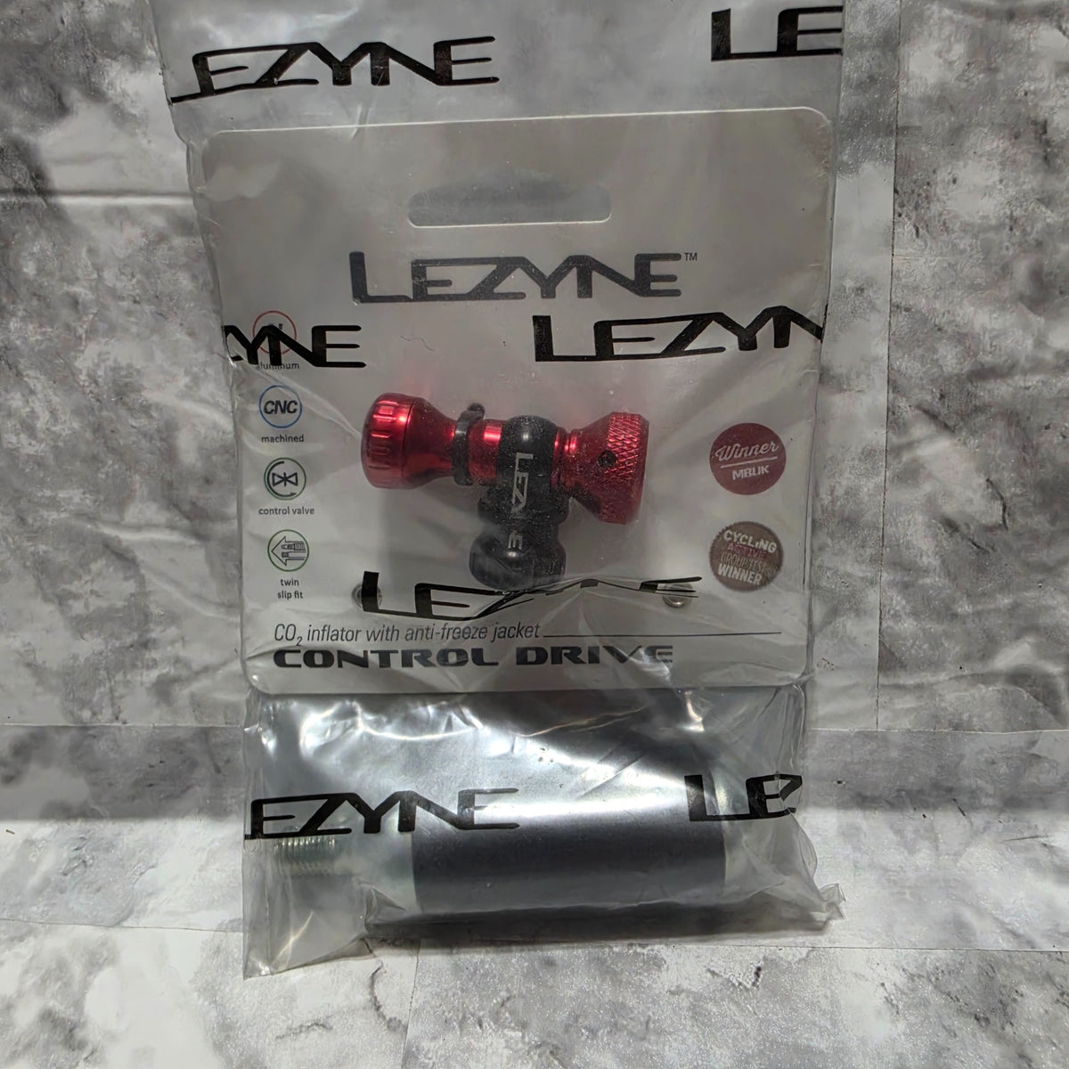 Actual red Lezyne Control Drive CO2 16g kit in original package