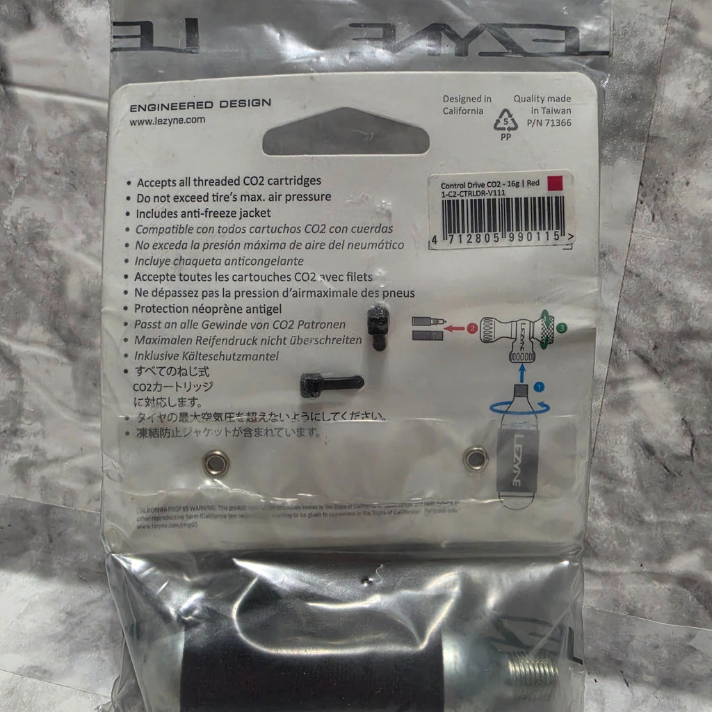 Actual Lezyne Control Drive CO2 package model and EAN label