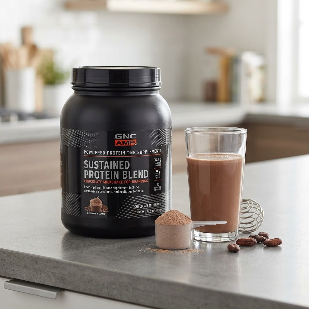 GNC AMP Sustained Protein Blend – Chocolate Milkshake, 34.56 oz, 28 Servings