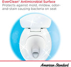 White toilet seat with EverClean antimicrobial surface feature on a white background