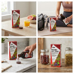 image of a hand measuring a dose from the Floradix bottle, next to a neat stack of towels and a yoga mat on a clean wooden shelf, implying a consistent wellness ritual.