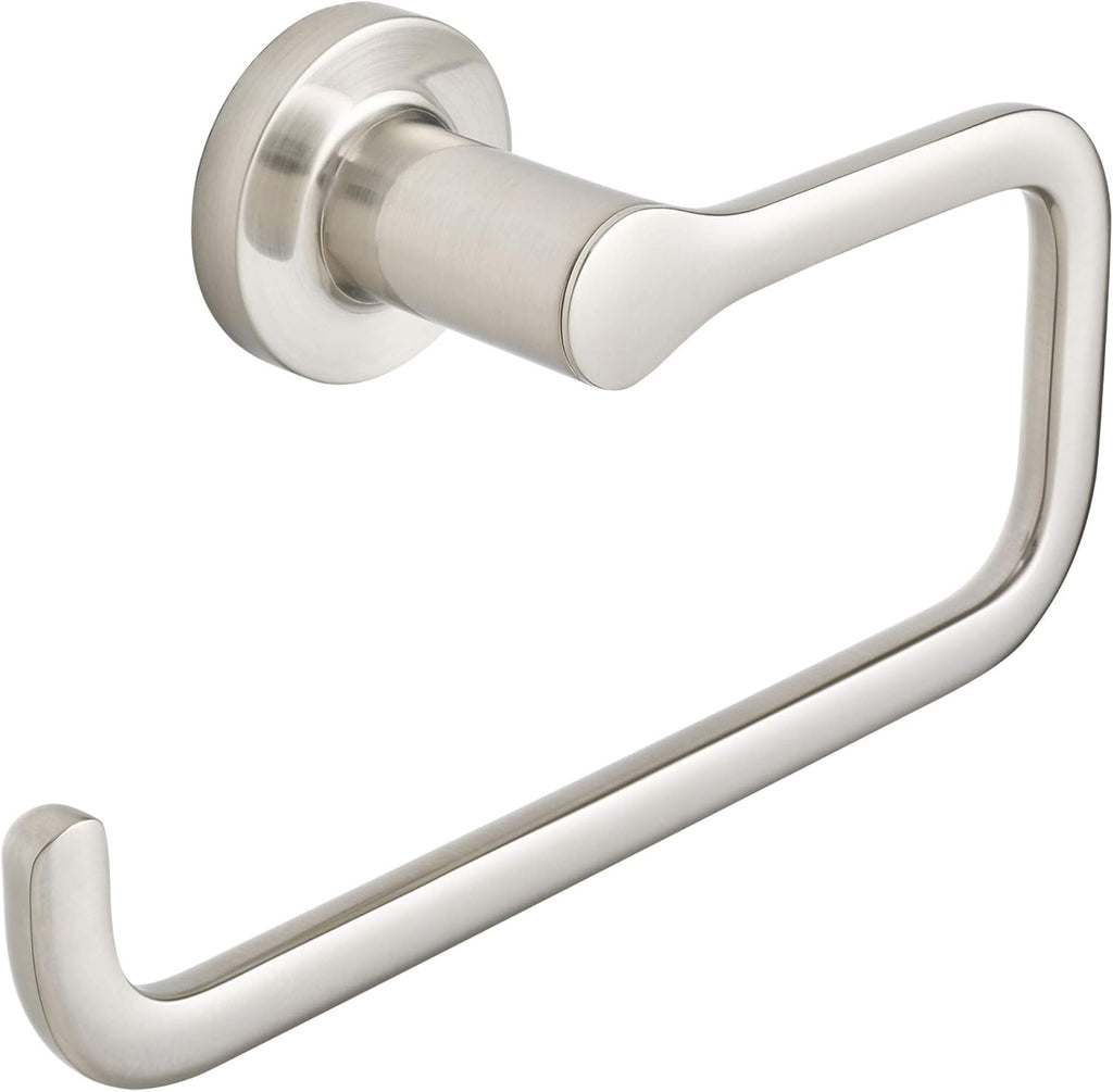 Metallic door handle on a white background