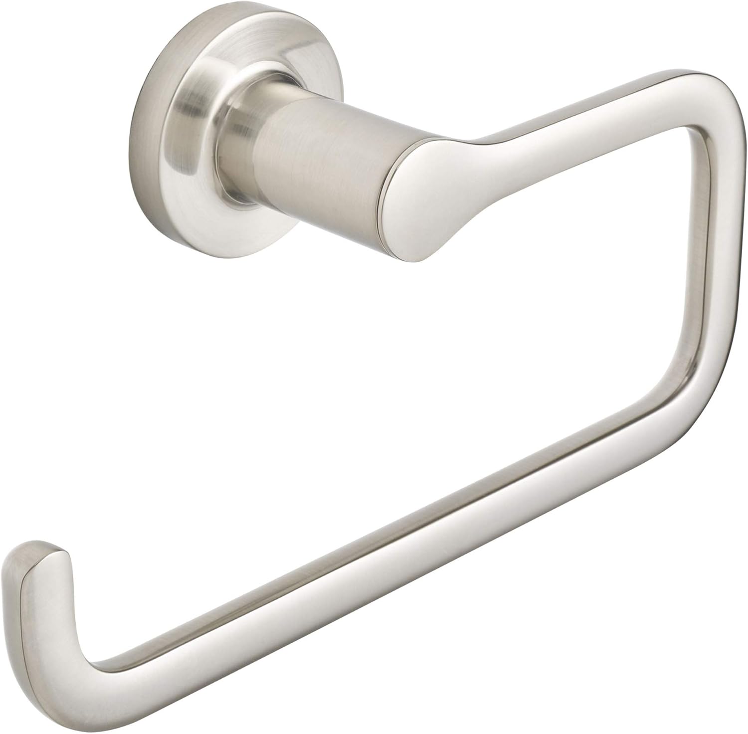 Metallic door handle on a white background