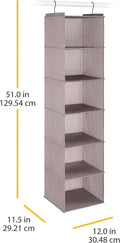 Whitmor Hanging Accessory Shelves - 6 Section Closet Organizer - Light Grey