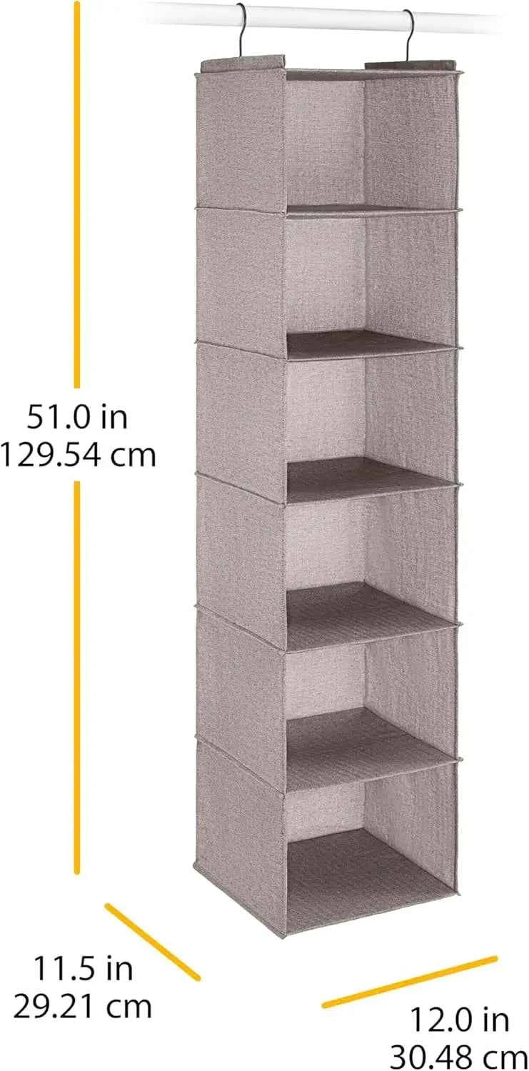 Whitmor Hanging Accessory Shelves - 6 Section Closet Organizer - Light Grey