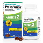 Stock product image of PreserVision AREDS 2 with OCUSorb, 90 mini softgels, showing retail carton and bottle; not a photograph of the actual inventory unit.