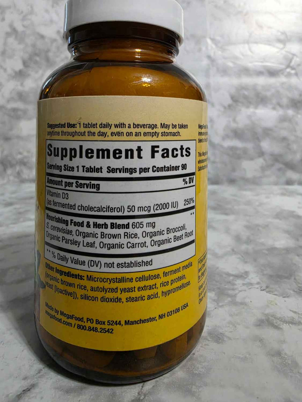 MegaFood Vitamin D3 2000 IU (50 mcg), 90 Tablets