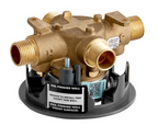 Brass plumbing valve on a white background