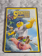 DVD case for 'The SpongeBob Movie: Sponge on the Run' with characters on a gray marble background