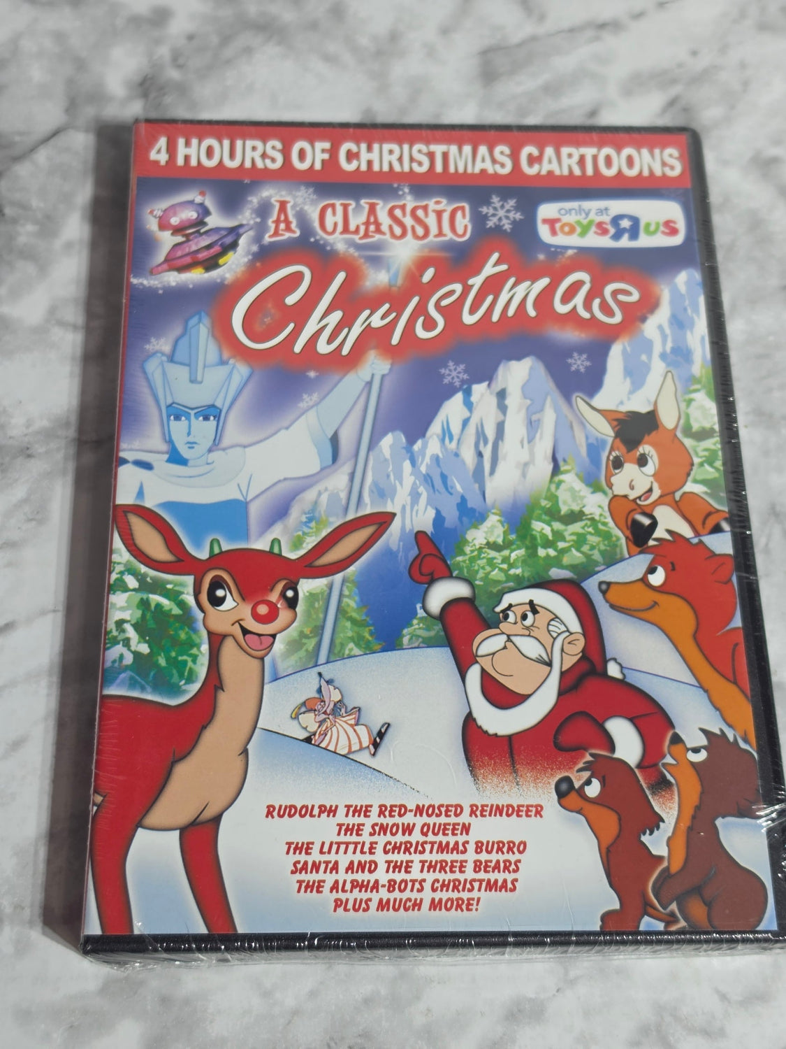 DVD cover of 'A Classic Christmas' featuring animated characters on a gray surface