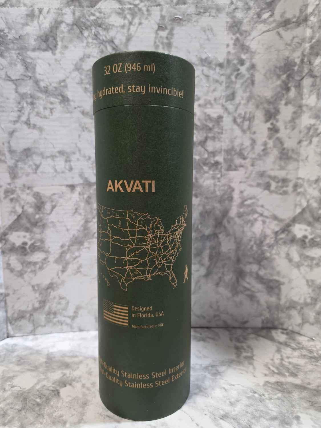 Akvati 32 oz Double Wall Vacuum Insulated Stainless Steel Water Bottle – Green