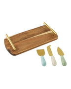 The Artisan Studio Laser Engraved BKLYN Steel Acacia Cheese Tray Set - Treat Yo' Self