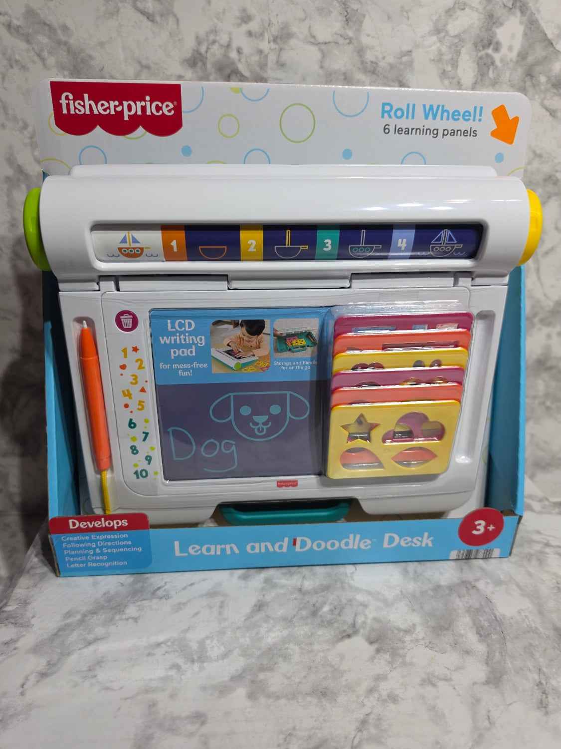 Fisher-Price Learn and Doodle Desk - Mess-Free LCD Drawing Tablet with Stencils