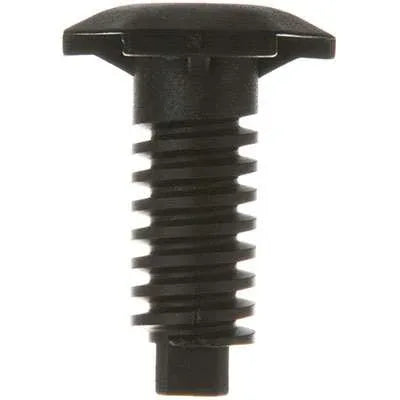 Black metal screw on a white background