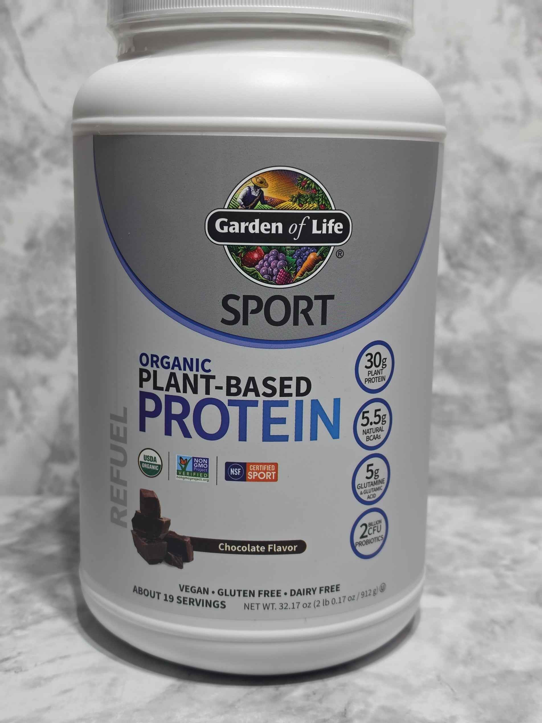 Garden of Life Sport Organic Plant-Based Protein, Chocolate Flavor, 32.17 oz