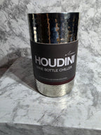 Houdini wine bottle chiller on a marble surface