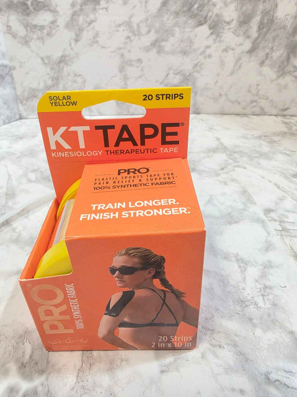 KT Tape Pro Kinesiology Elastic Sports Tape — 20 Strips, Solar Yellow
