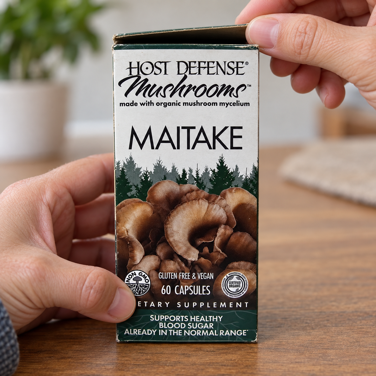 Opening a Host Defense Maitake carton